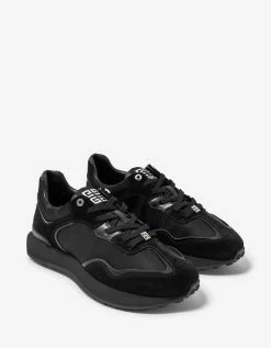 Deals Zoofashions Store 19 Givenchy Black Giv Runner Leather & Nylon Trainers
