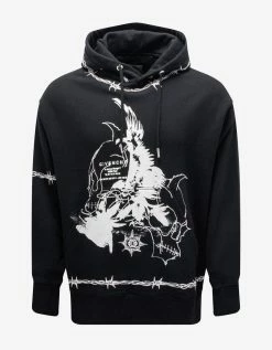 Givenchy Clothing Black Gothic Print Oversized Hoodie