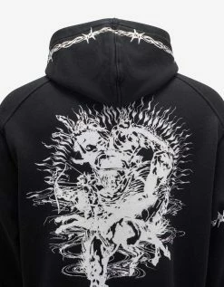 Givenchy Clothing Black Gothic Print Oversized Hoodie