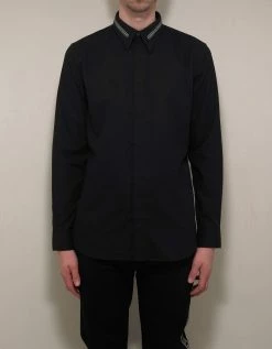Givenchy Clothing Black Logo Collar Shirt