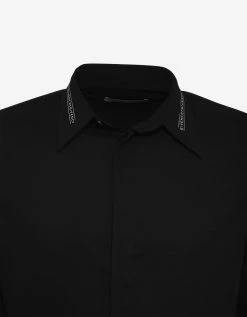 Givenchy Clothing Black Logo Collar Shirt