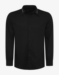 Givenchy Clothing Black Logo Collar Shirt