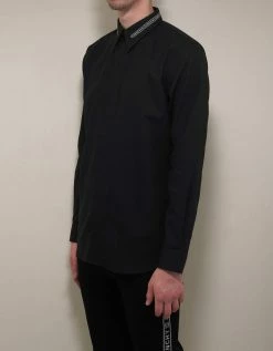 Givenchy Clothing Black Logo Collar Shirt