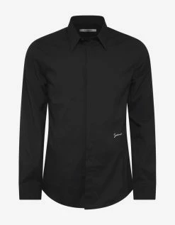 Givenchy Clothing Black Logo Signature Stretch-Cotton Shirt