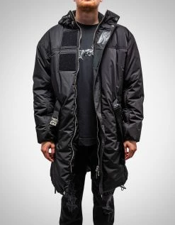 Givenchy Black Parka With Metallic Details Clothing
