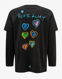 Givenchy Clothing Black Peace Graphic Print Long Sleeve T-Shirt