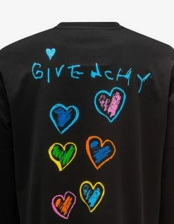 Givenchy Clothing Black Peace Graphic Print Long Sleeve T-Shirt