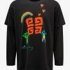 Givenchy Clothing Black Peace Graphic Print Long Sleeve T-Shirt
