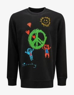 Givenchy Clothing Black Peace Graphic Print Sweatshirt