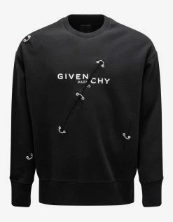 Givenchy Black Rip Detail Oversized Sweatshirt Clothing