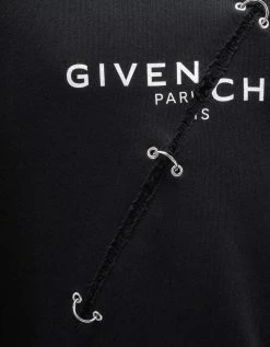 Givenchy Black Rip Detail Oversized Sweatshirt Clothing