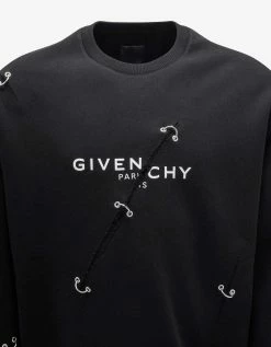 Givenchy Black Rip Detail Oversized Sweatshirt Clothing