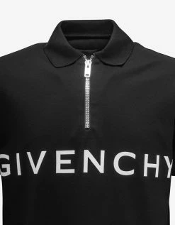 Givenchy Clothing Black Zip Logo Polo T-Shirt