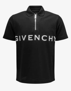 Givenchy Clothing Black Zip Logo Polo T-Shirt