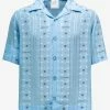 Givenchy Clothing Blue 4G Jacquard Hawaiian Shirt