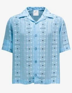 Givenchy Clothing Blue 4G Jacquard Hawaiian Shirt