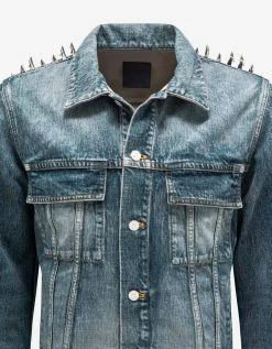 Givenchy Blue Vintage Denim Jacket With Studs Coats And Jackets