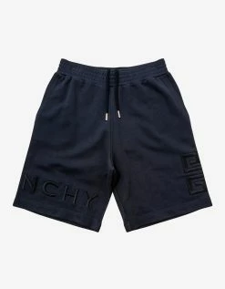 Givenchy Night Blue 4G Embroidery Sweat Shorts Clothing