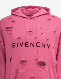Wholesale ❤️ Givenchy Pink Archetype Logo Destroyed Hoodie Clothing 🌟 8 Givenchy Pink Archetype Logo Destroyed Hoodie Clothing