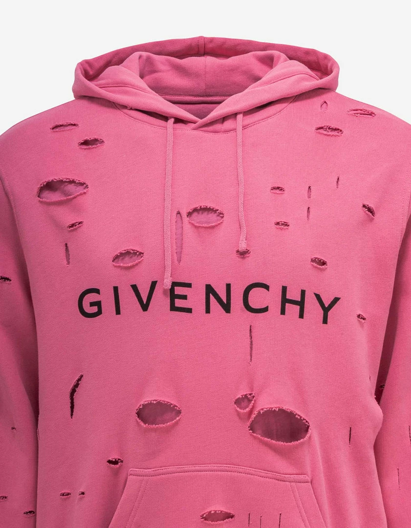 Wholesale ❤️ Givenchy Pink Archetype Logo Destroyed Hoodie Clothing 🌟 5 Givenchy Pink Archetype Logo Destroyed Hoodie Clothing