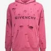 Givenchy Pink Archetype Logo Destroyed Hoodie Clothing