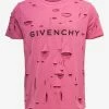 Givenchy Pink Archetype Logo Destroyed T-Shirt