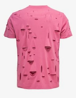 Givenchy Pink Archetype Logo Destroyed T-Shirt