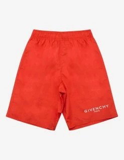 Givenchy Red Classic Logo Long-Length Swim Shorts