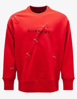 Givenchy Clothing Red Rip Detail Oversized Sweatshirt