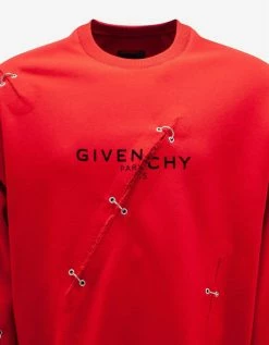 Givenchy Clothing Red Rip Detail Oversized Sweatshirt