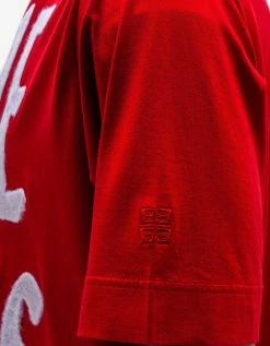 Givenchy Red Slogan Oversized T-Shirt Clothing