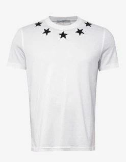 Givenchy White Cuban Fit T-Shirt With Stars Clothing