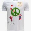 Givenchy Clothing White Peace Graphic Print T-Shirt