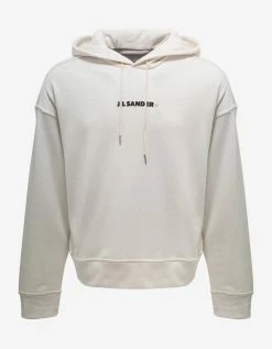 Jil Sander Plus Logo Natural White Hoodie Clothing