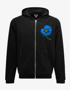 Black Kenzo Poppy Zip Hoodie Clothing