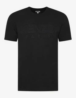 Kenzo Black Logo Embroidery T-Shirt Clothing