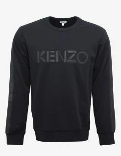 Kenzo Black Logo Sweatshirt With Nylon Inserts