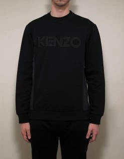 Kenzo Black Nylon Panel Logo Sweatshirt