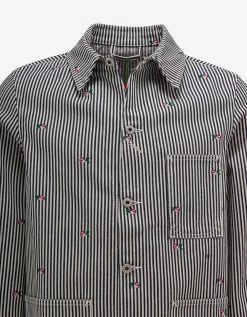 Blue 'Kenzo Pixel' Striped Denim Jacket Clothing