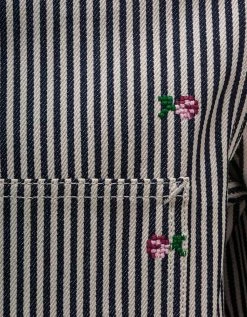 Blue 'Kenzo Pixel' Striped Denim Jacket Clothing