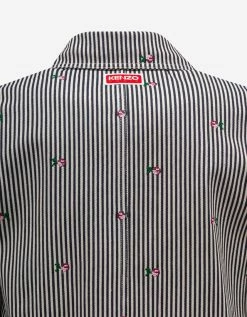 Blue 'Kenzo Pixel' Striped Denim Jacket Clothing