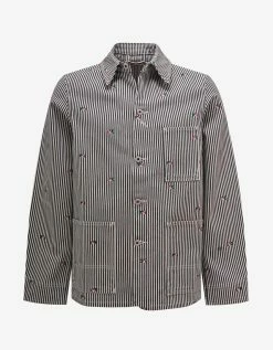 Blue 'Kenzo Pixel' Striped Denim Jacket Clothing