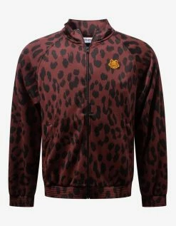 Kenzo Clothing Bordeaux Leopard Print Track Jacket