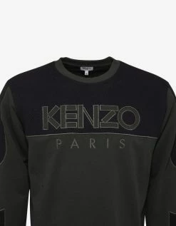 Kenzo Khaki Dual-Fabric Sweatshirt Clothing