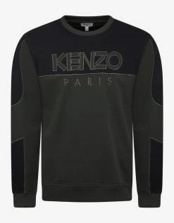 Kenzo Khaki Dual-Fabric Sweatshirt Clothing
