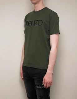 Kenzo Clothing Khaki Logo Embroidery T-Shirt