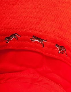 Kenzo Red 'Boke Flower' Crest Bucket Hat
