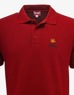 Kenzo Red Boke Flower Crest Logo Polo T-Shirt Clothing