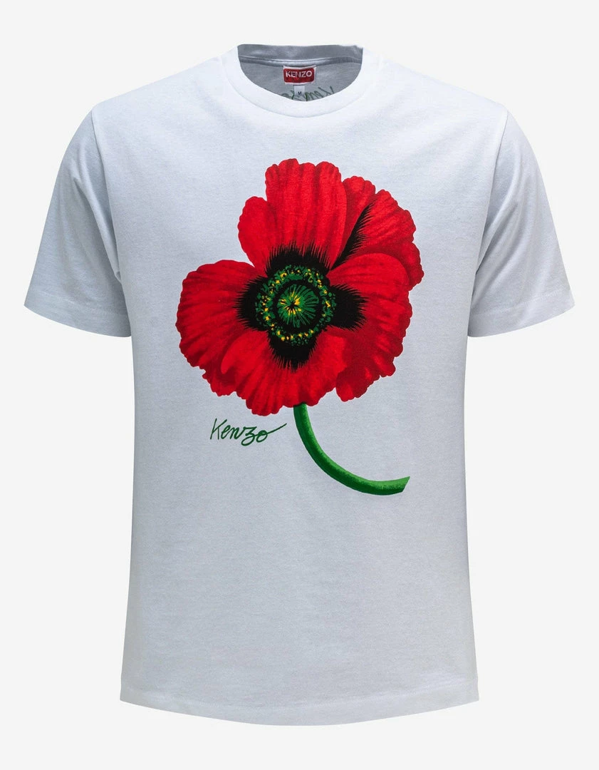 Cheap ๐ White Kenzo Poppy T-Shirt โจ 3 White Kenzo Poppy T-Shirt