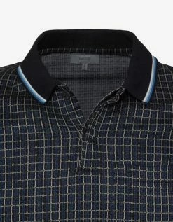 Lanvin Black & Blue Checked Jacquard Polo T-Shirt Clothing